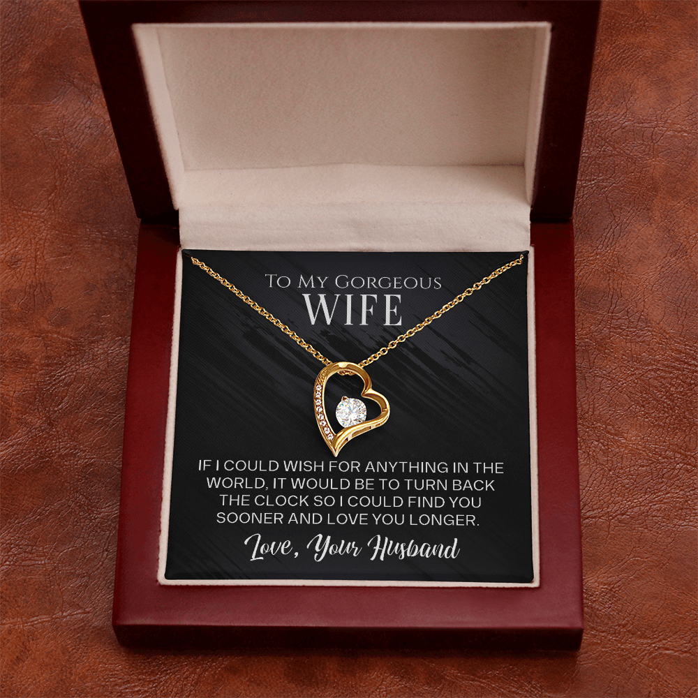 To My Wife Message Card Jewelry Heart Necklace PerfPiece Luxury Box