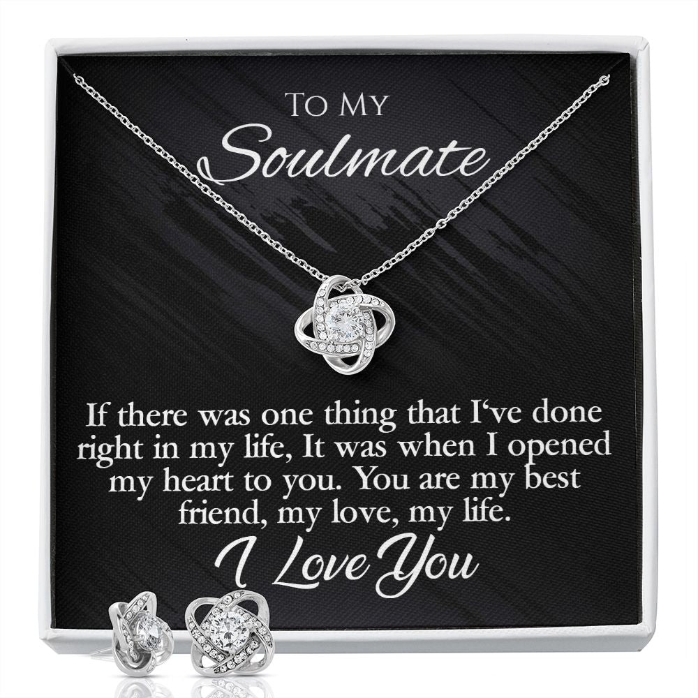 To My Soulmate- My Everything-Love Knot Necklace & Earring Set