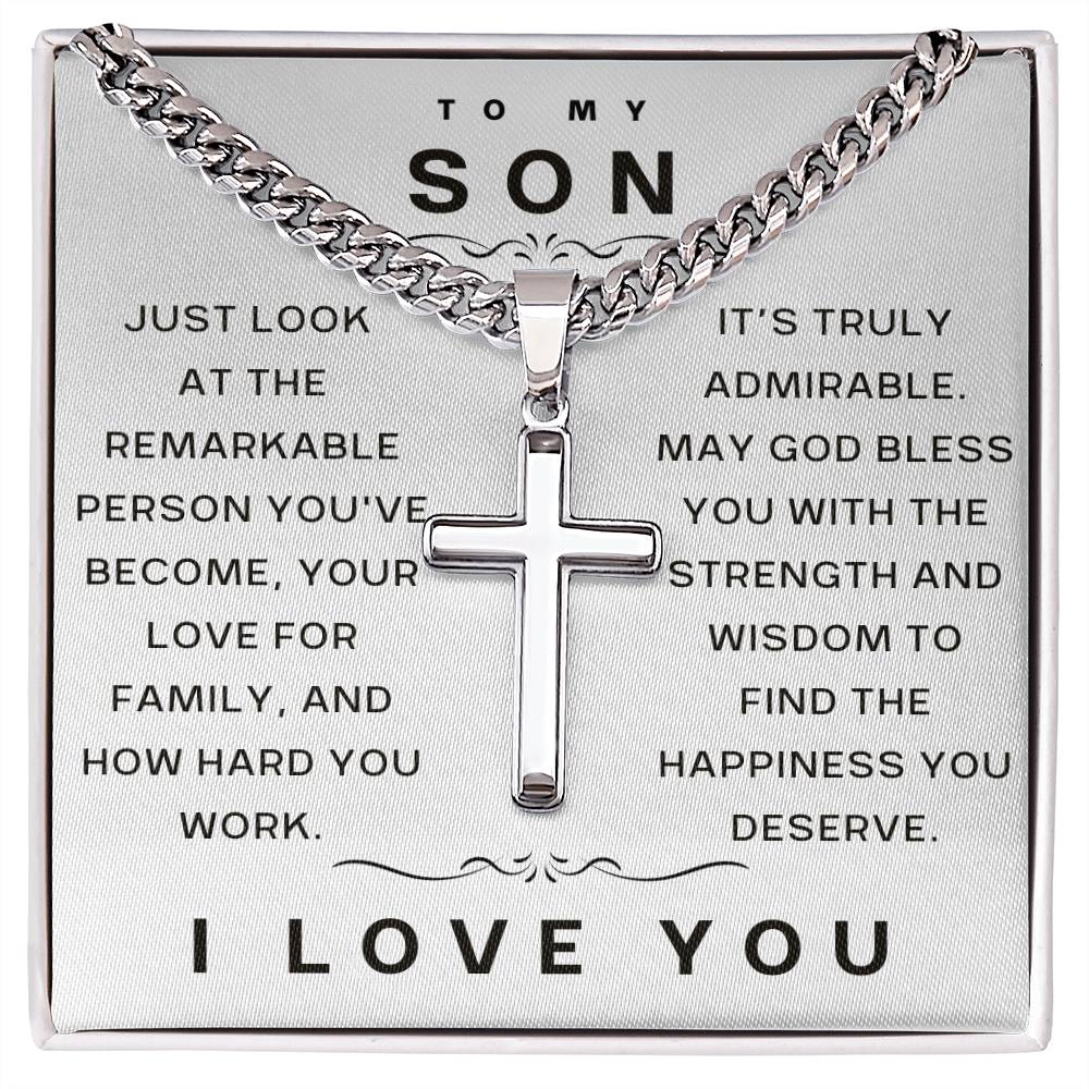 Happiness You Deserve - Cuban Chain With Artisan Cross & Engraving