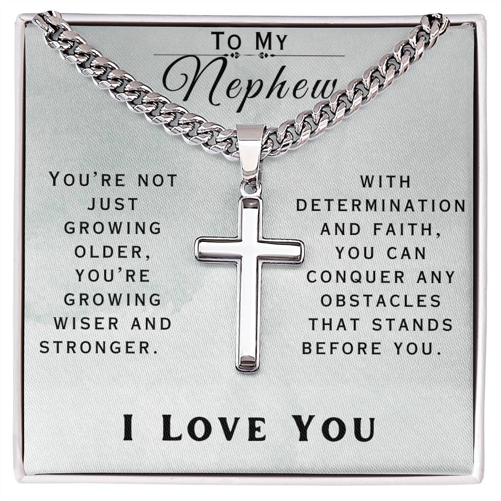 Determination and Faith - Cuban Chain with Artisan Cross Necklace