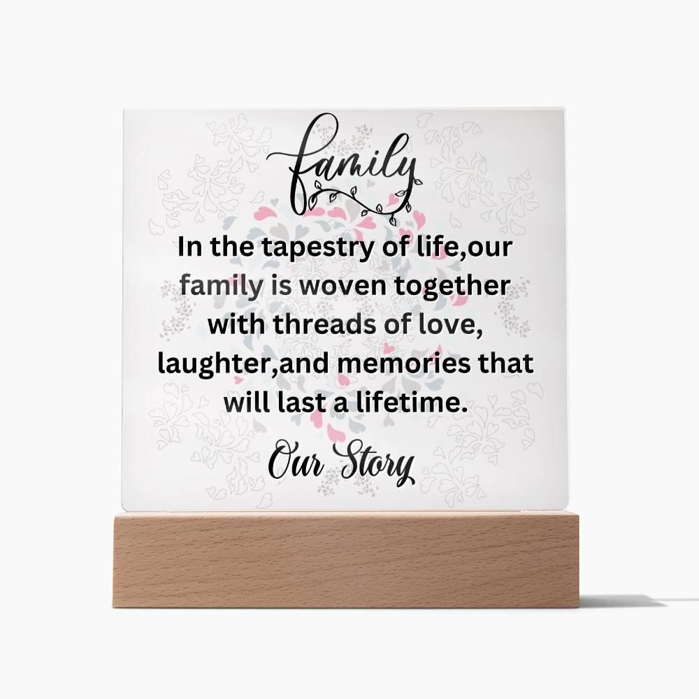 Family- Our Story-Family Square Acrylic Plaque Home Decor