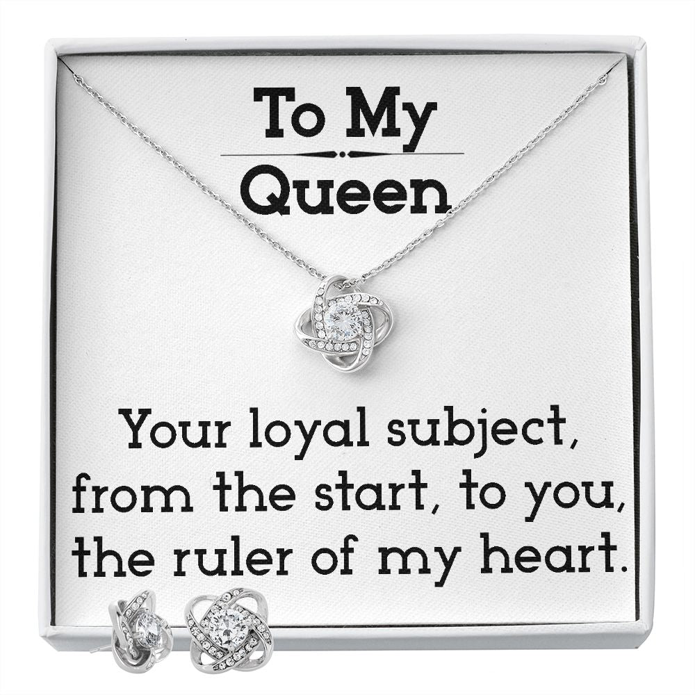 To My Queen - Love Knot Necklace and Earring Set