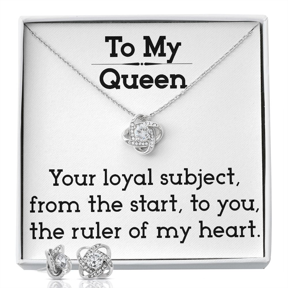 To My Queen - Love Knot Necklace and Earring Set