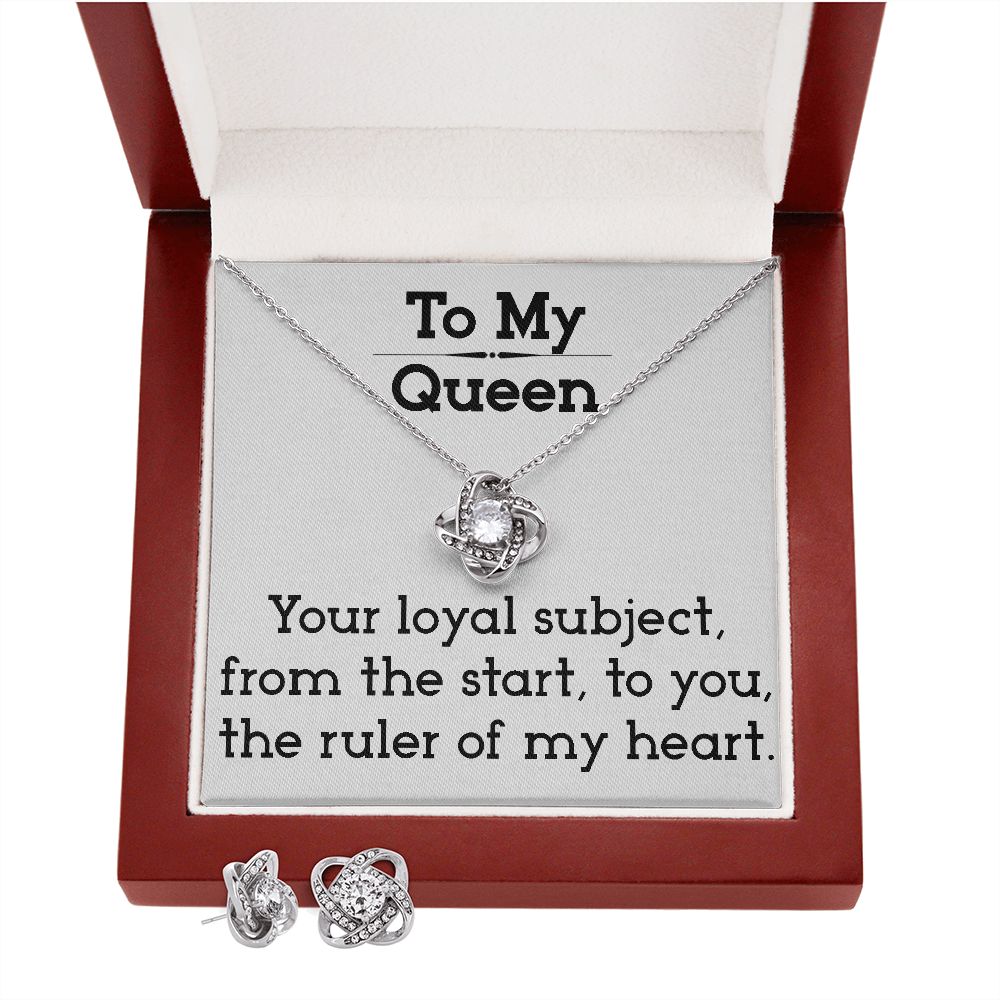 To My Queen - Love Knot Necklace and Earring Set