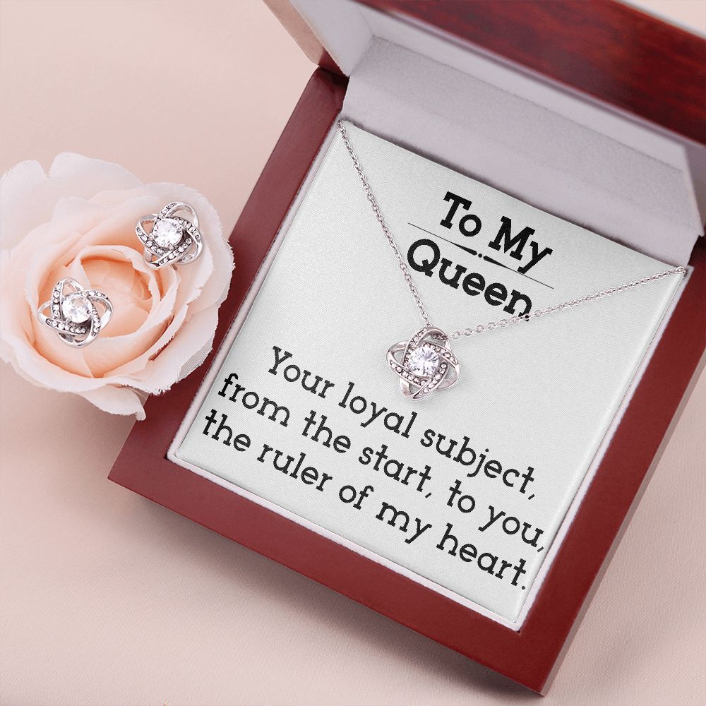 To My Queen - Love Knot Necklace and Earring Set