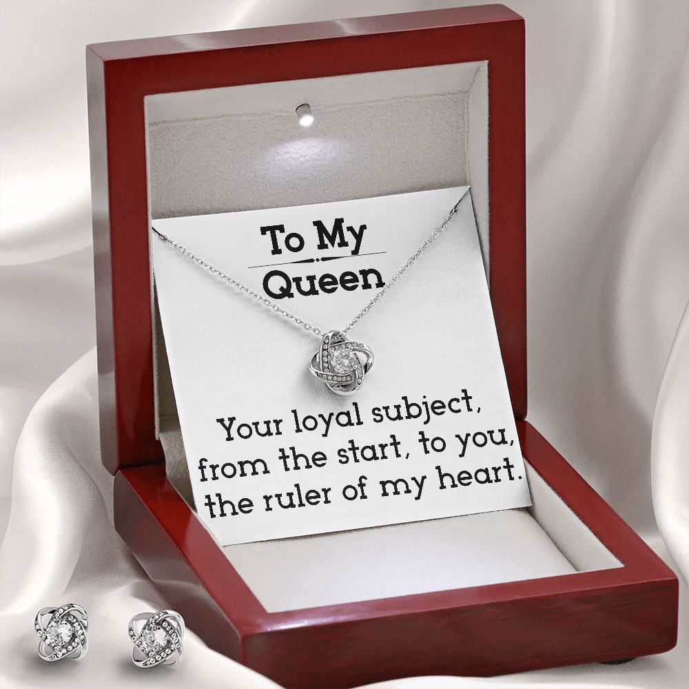To My Queen - Love Knot Necklace and Earring Set
