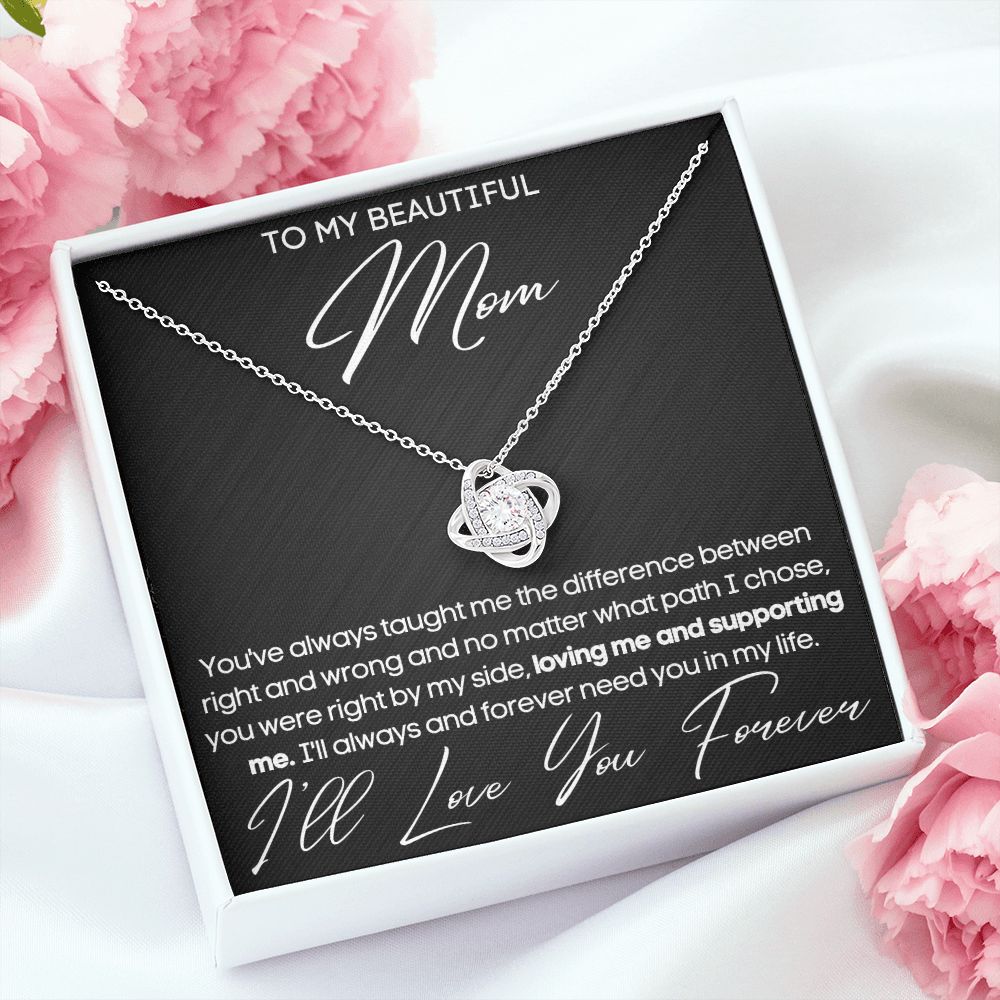 Love Knot Silver and Rose Gold Necklace Custom Message for Her Birthday,  Sweet 16, Anniversary - Etsy