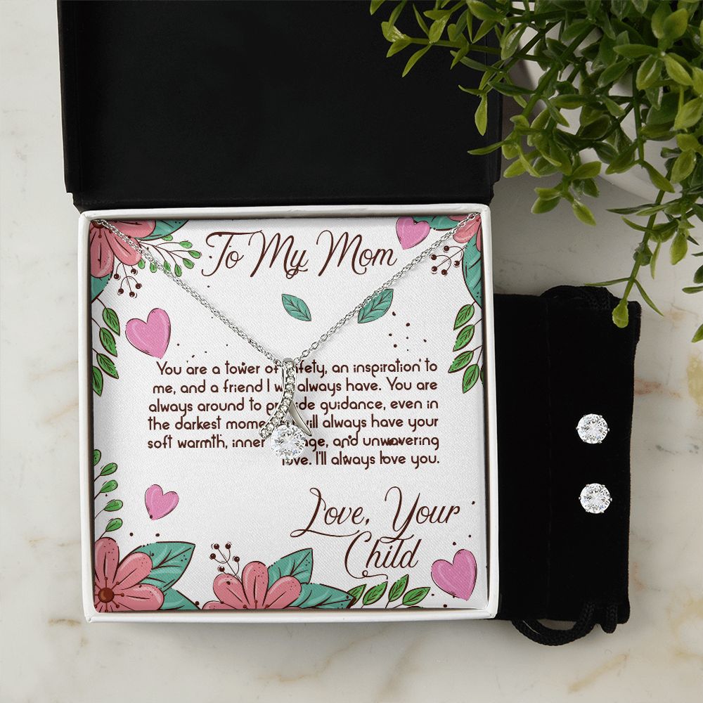 To My Mom - Love, Your Child - Alluring Beauty + Clear CZ Earrings
