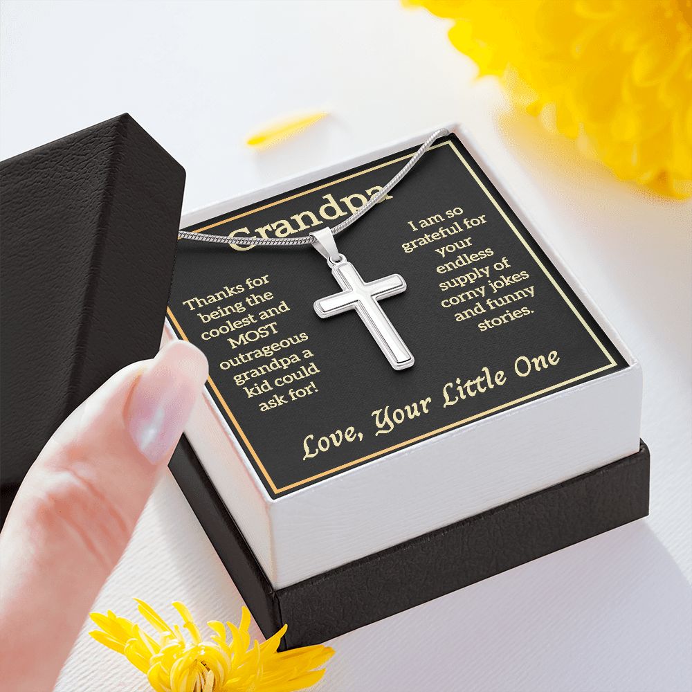 To Grandpa - Artisan Crafted Stainless Steel Cross