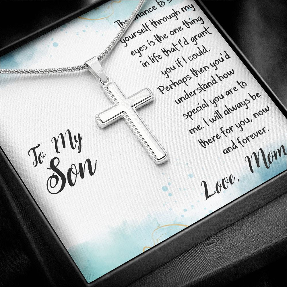 To My Son - Love, Mom - Cross Necklace