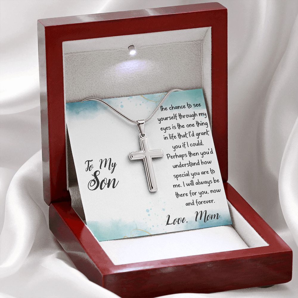 To My Son - Love, Mom - Cross Necklace