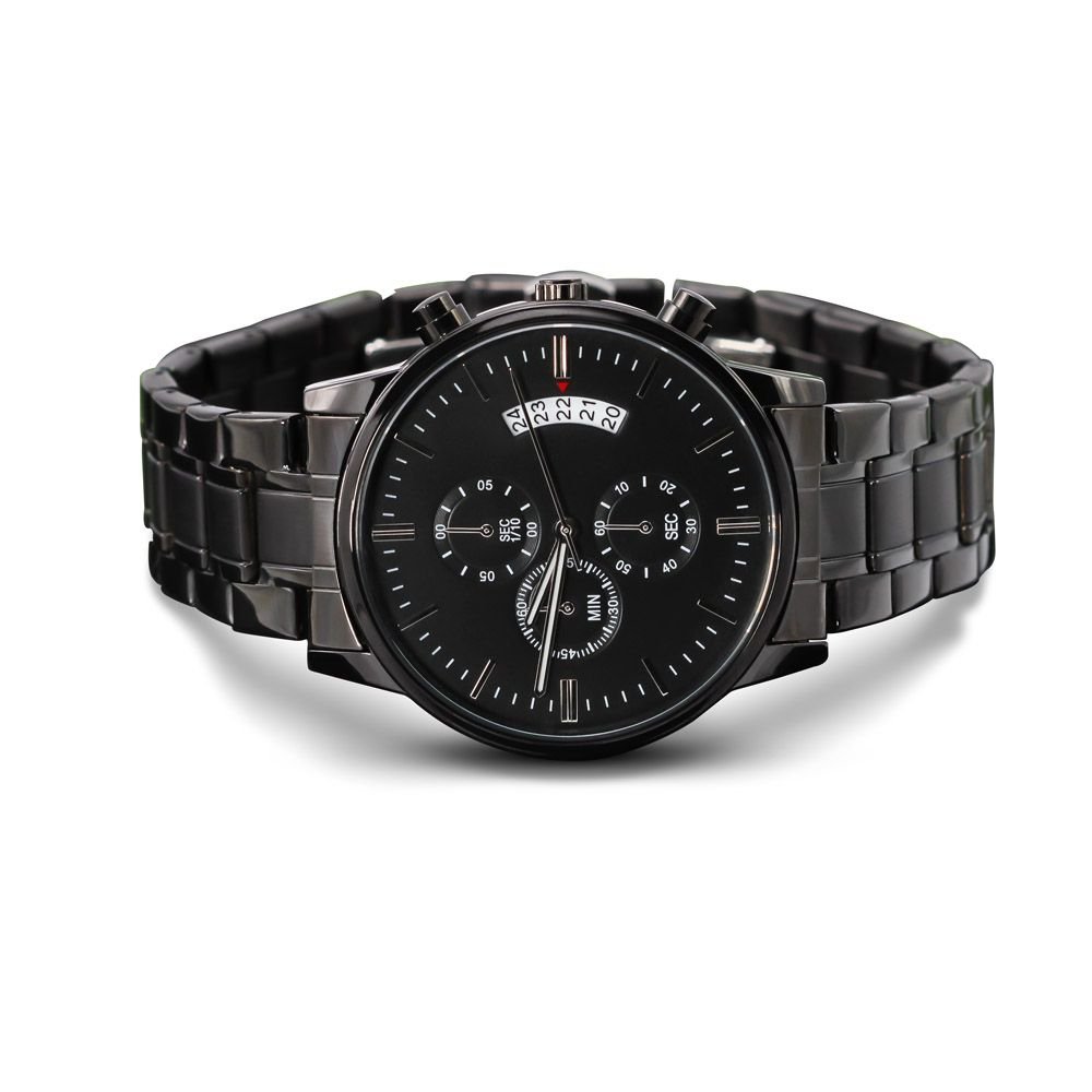 Customizable Engraved Black Chronograph Watch - PerfPiece