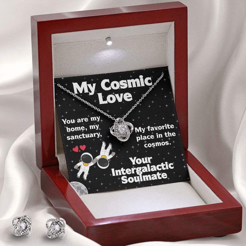 My Cosmic Love - Love Knot Necklace and Earring Set - PerfPiece